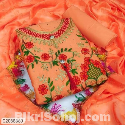 কাশ্মীরী আড়ি এম্ব্রডারী থ্রি-পিচ।
